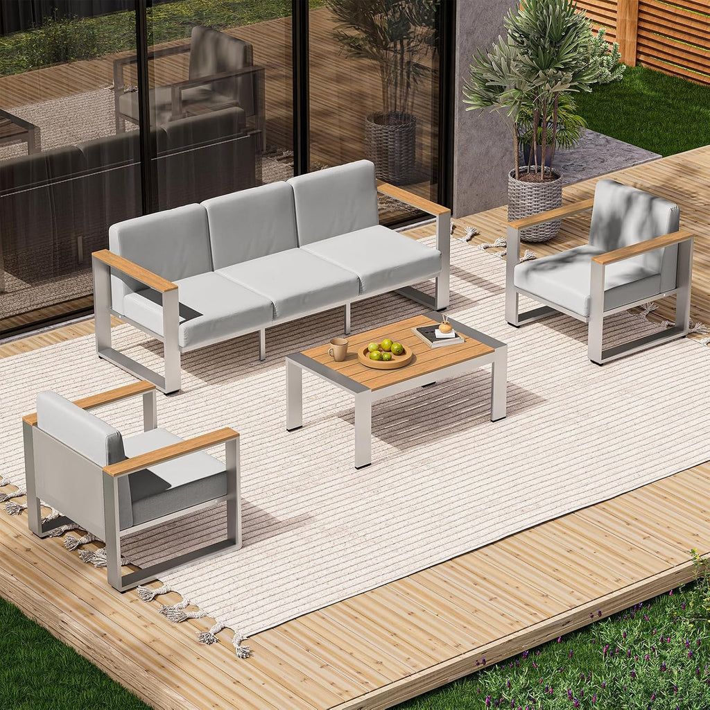 aluminum patio furniture set, 5 seats outdoor patio, main product view