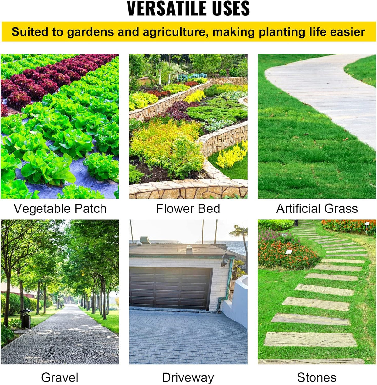 vevor weed barrier landscape fabric, heavy duty 5x250ft, package contents