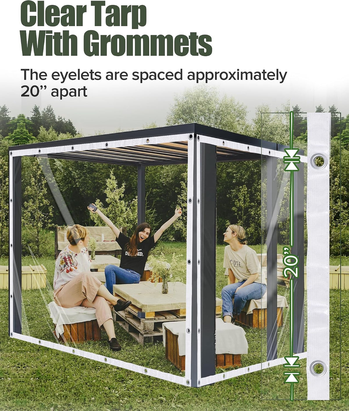 22oz clear tarp heavy duty 8'x8' clear vinyl, side view