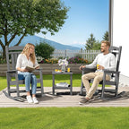 SERWALL Outdoor Rocking Chair Set of 2, HDPE Patio Rocking Chair, All-Weather Porch Rocker for Balcony, Yard, Dark Gray
