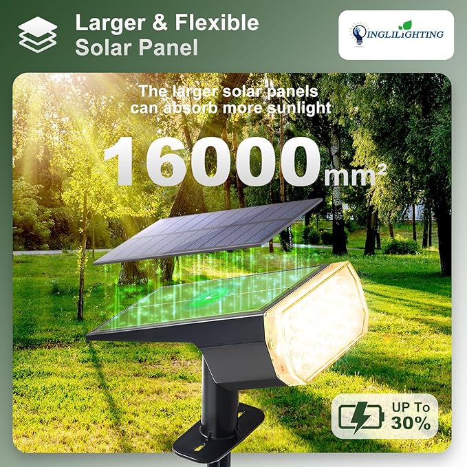 DINGLILIGHTING Solar Lights Outdoor Waterproof: IP65 Led Spot Light Decorations for Garden - 3 Lighting Modes Solar Powered for Yard - Halloween Christmas Lights Landscape Pathway Patios 4PC Warm