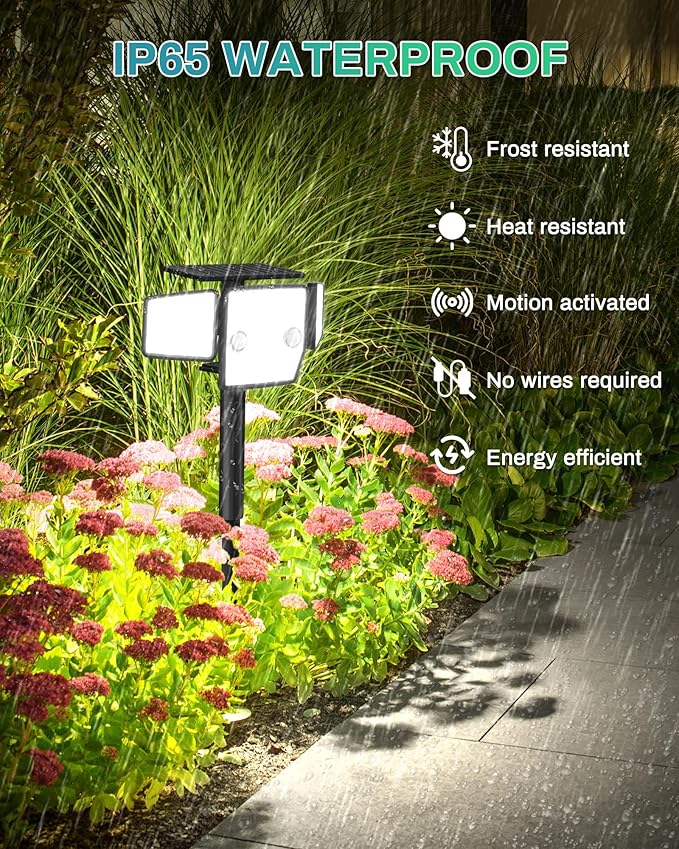 Solar Motion Light Outdoor with Stake, 180° PIR Motion Sensor 360° Illumination, In-Ground or Wall Mount, 236 LED 2500 Lumens Solar Powered Security Flood Light, 3 Modes, IP65 Waterproof, 1 Pack