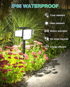 Solar Motion Light Outdoor with Stake, 180° PIR Motion Sensor 360° Illumination, In-Ground or Wall Mount, 236 LED 2500 Lumens Solar Powered Security Flood Light, 3 Modes, IP65 Waterproof, 1 Pack