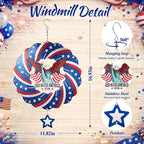 250th USA Anniversary 12 Inch Wind Spinner Patriotic Decoration | Patriotic Outdoor Garden Decor with Statue of Liberty Design, Stainless Steel Yard Art for Outdoor & Indoor, Gift for Men