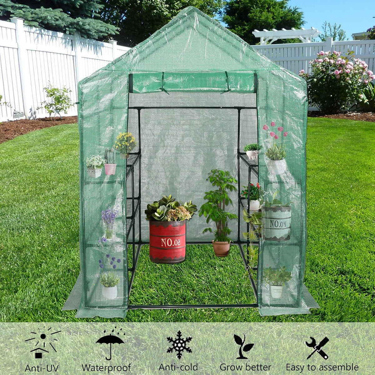 rapone mini greenhouse garden walk-in green house with shown in use