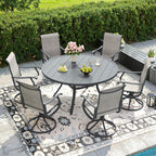 DIFY Patio Swivel Dining Chairs Set of 4, All Weather Swivel Outdoor Patio Chairs with Breathable Textilene Fabric, Metal Frame for Garden Backyard Balcony, Grey