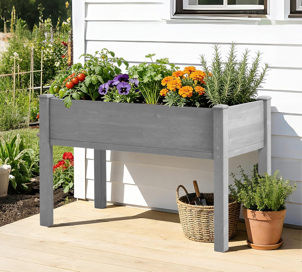 raised garden bed with legs, 48×24×30 cedar wood on a desk or shelf