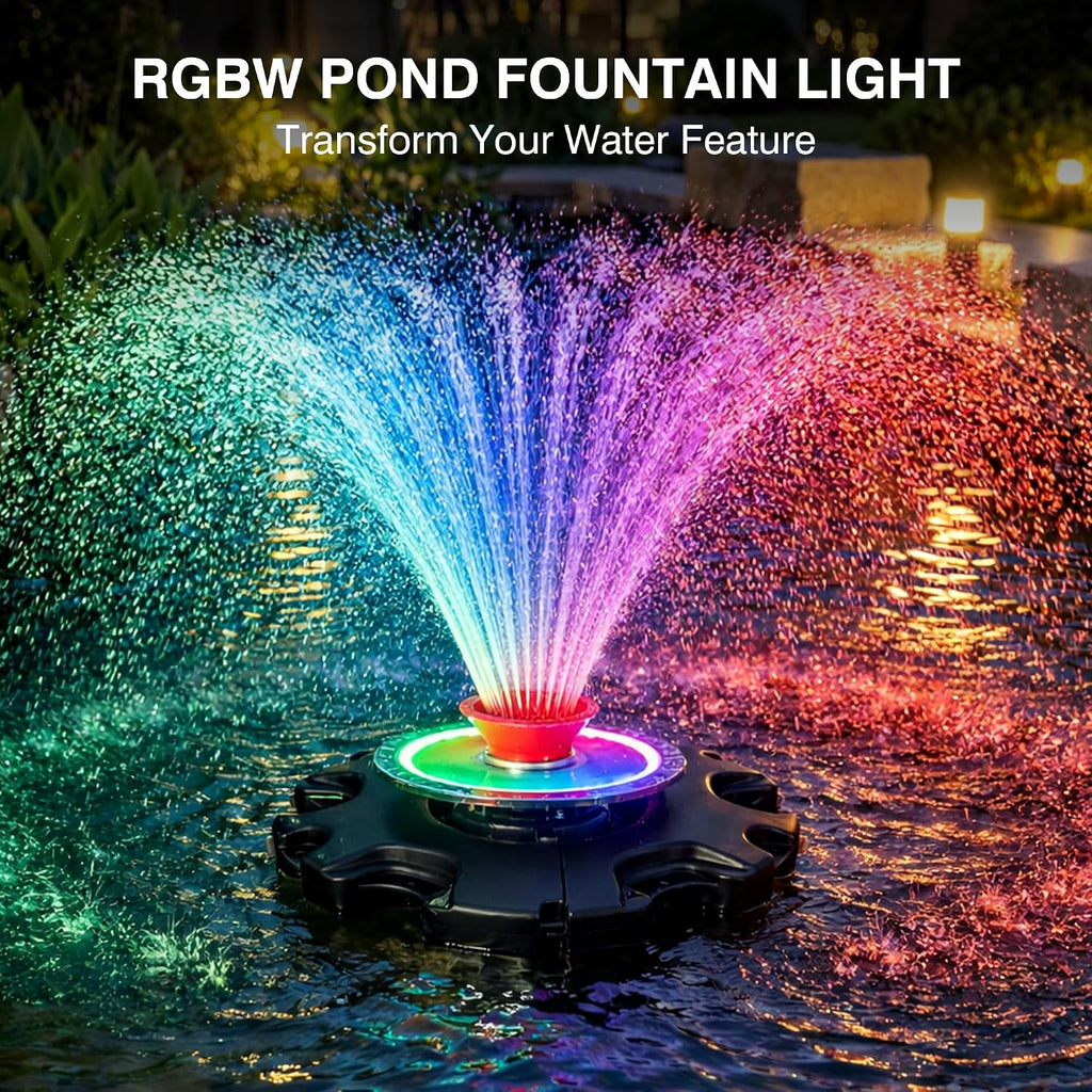Pond Fountain Aerator, LED RGB Multicolor Aerator Floating Fountain Light, 750W 1HP 15000 GPH Floating Pump,IP68,for Ponds & Lakes