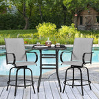 Yaheetech Patio Swivel Barstools Outdoor Chairs Set of 6, High Bistro Stools Outdoor Furniture, All-Weather Patio Stools for Outside, Beach, Lawn, Poolside and Garden, Black/Light Gray