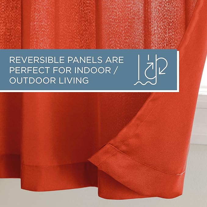 TOWN & COUNTRY BASICS Cabana Solid Heavyweight Indoor Outdoor Curtains, Light Filtering Opacity with Grommet Top, Water Repellent, 54"x84", Mecca Orange (Pack of 12)