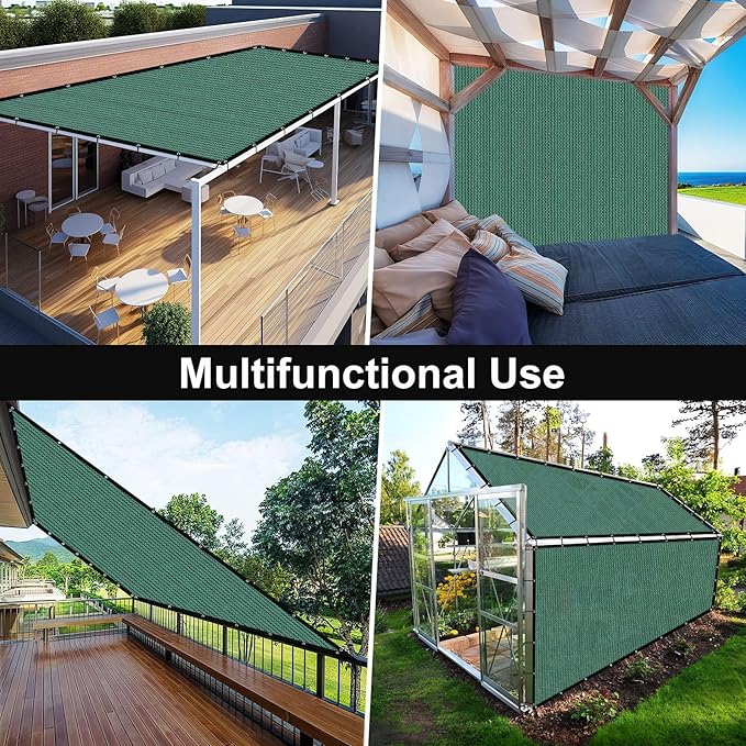 Artpuch 90% Sun Shade Cloth, 8 x 10 FT Pergola Shade Cover Canopy with Grommets, Sun Screen Fabric Tarp for Patio, Outdoor, Garden, Backyard, Green