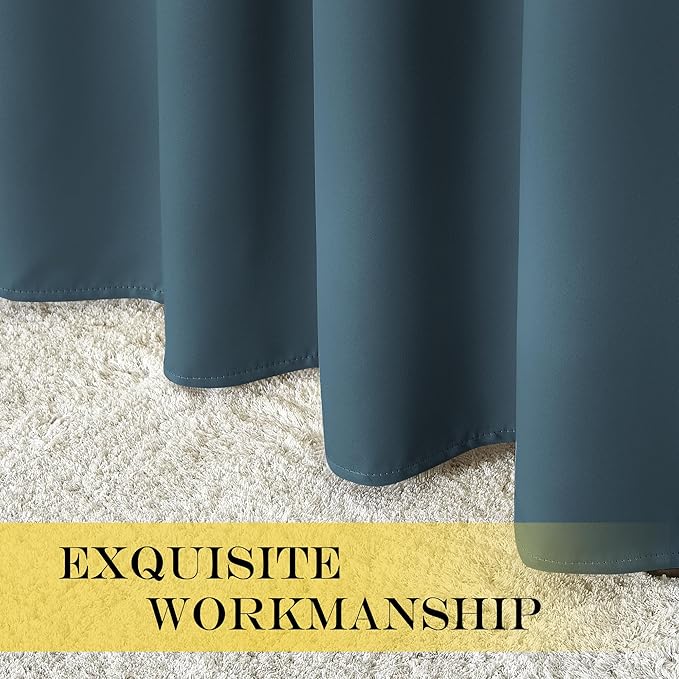 NICETOWN Patio Door Curtain Sound Blocking, Bedroom Privacy Room Divider Curtain, Thermal Insulated Blackout Closet Sliding Door Shade (1 Panel, 100" Wide x 120" Long, Smoky Blue)