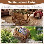 giantex wood wagon planter, rustic rolling flower pot, package contents