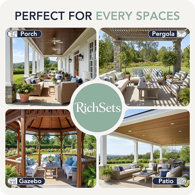 Outdoor Curtains for Patio Waterproof 6 Panels - Windproof, Privacy, Weatherproof Outside Drapes for Gazebo Pergola Porch, Grommet Top and Tab Bottom, 54x95 Inch, Teal