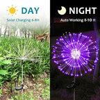 JJGoo Solar Firework Lights, 2 Pack 120 LEDs 2 Lighting Modes Solar Garden Lights Outdoor Waterproof for Yard Patio Walkway Pathway Party Wedding Christmas Decorative - Purple