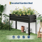 Galvanized Raised Garden Bed with Legs, 50×17×32 in Large Elevated Planter Box for Outdoor Plants, Sturdy Metal Raised Garden Beds for Vegetables, Flowers & Herbs, Backyard, Patio, Black