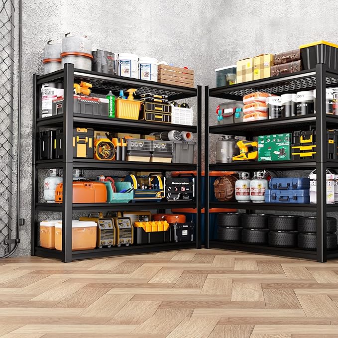 71" H Garage Shelving Heavy Duty Storage Shelves, Adjustable Metal Shelving Unit, Utility Garage Organizer Shelf for Basement, Pantry, Kitchen, Warehouse, Supermarket, 45.6" Wx17.7 Dx71.2 H