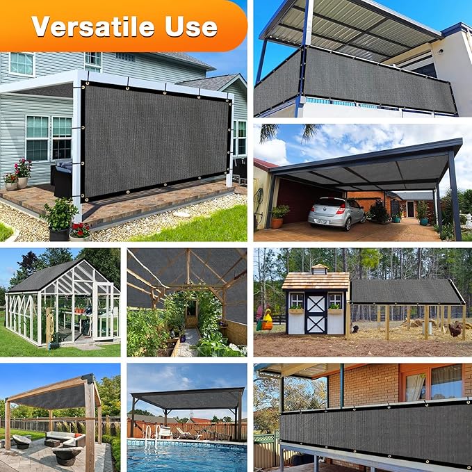 Artpuch Outdoor Pergola Shade Cover 8x13 FT Sun Shade Cloth with Grommets Dark Grey 90% UV Protection Canopy Patio Privacy Screen (Customized Available)