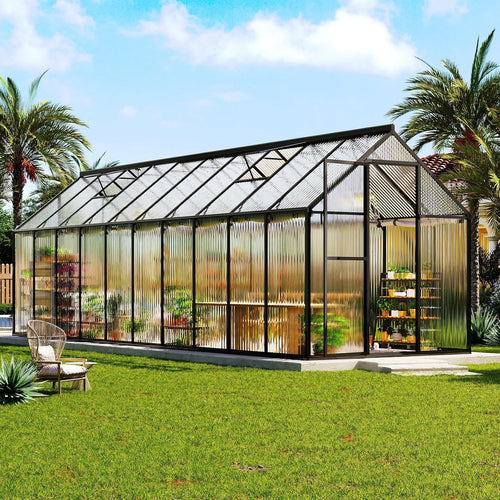 amerlife 6x20 ft walk-in polycarbonate greenhouse with 2, main product view