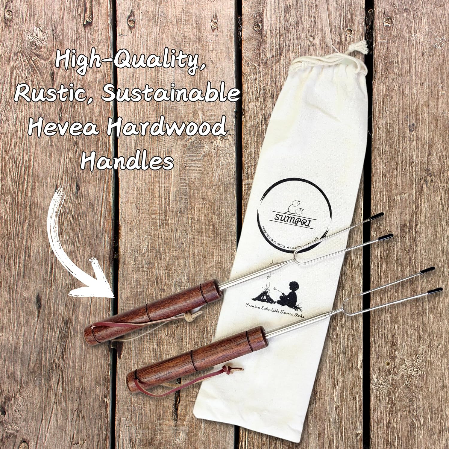 Smores Sticks For Fire Pit [Set Of 14] - Marshmallow Roasting Sticks For Campfire, Classic Smore Sticks - Hot Dog Sticks For Campfire - SUMPRI Campfire Sticks