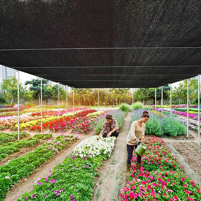 QLOFEI 4x16 FT Shade Cloth with Grommets, 90% Sun Shades Outdoor Patio Mesh Tarp, Easier to Hang Sun Protection Neting Cover -for Garden Greenhouse Pergola Lawn Kennel Chicken Coop