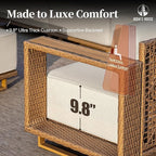 HERA'S HOUSE 6 Pieces Outdoor Rattan Furniture Set, 4 Sectional Patio Wicker Sofa with 2 Ottomans, All Weather Patio Conversation Set with 5.3" Comfy Widened Armrest, 10" Ultra Thick Cushion for Deck