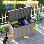 Deck Box - 280 Gallon Large Outdoor Storage box,Waterproof Patio Furniture and Storage Deck - Lockable and UV Resistant, Perfect for Pool and Outdoor Use, Weatherproof Resin, Lockable (Light Brown)