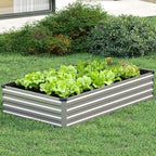 Vengarus 8x4x1FT (2 Pack) Galvanized Raised Garden Bed Kit, Outdoor Metal Planter Box for Vegetables, Rectangular Steel Container, Easy Assembly (Silver)