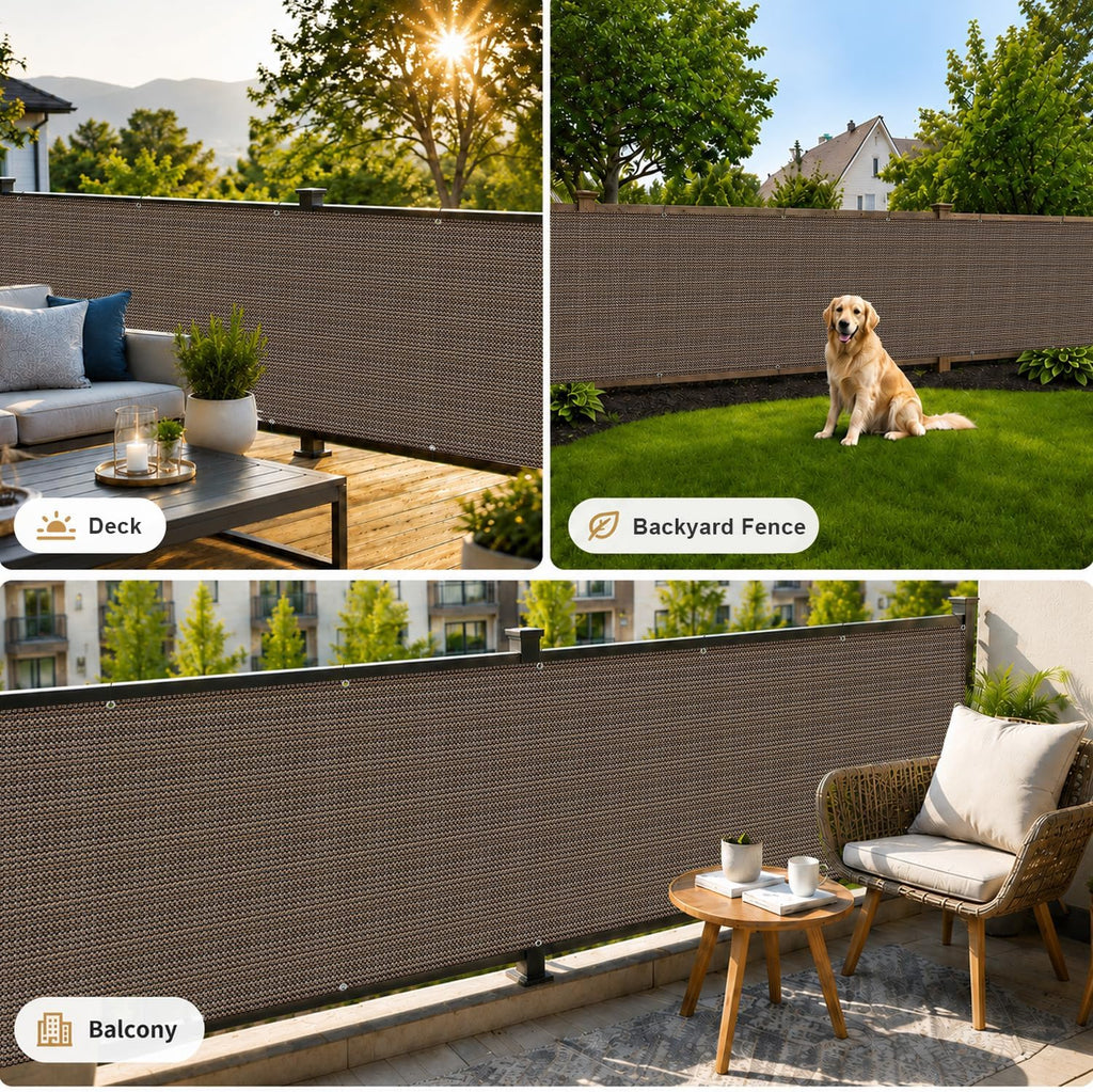 3' x 16' brown balcony privacy screen, close-up detail