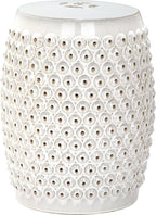 Safavieh Castle Gardens Collection Stella Nail Head White Glazed Ceramic Garden Stool