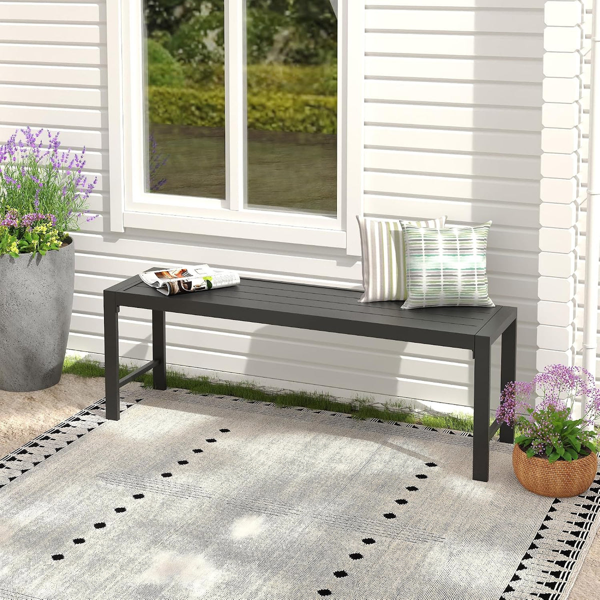 51.2" outdoor bench, patio backless garden bench with, main product view