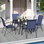 Patio Dining Chairs Set of 4, Outdoor Stackable Dining Chairs High Back for All Weather, Patio Furniture for Backyard, Porch, Garden, Pool Deck (Blue)