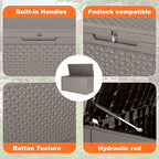 ROJIK Outdoor Storage Housing Deck Box - Waterproof Patio Furniture, Garden Tools, Cushions, Pool Accessories Storage Bench with Lockable Lid and Side Handles (Grey,125 Gal)