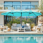 SUPERJARE 15FT Outdoor Umbrella for Patio, Double sided Pool Umbrellas with Fade Resistant Canopy, Large Table Umbrella for Deck, Market, Backyard - Light Blue