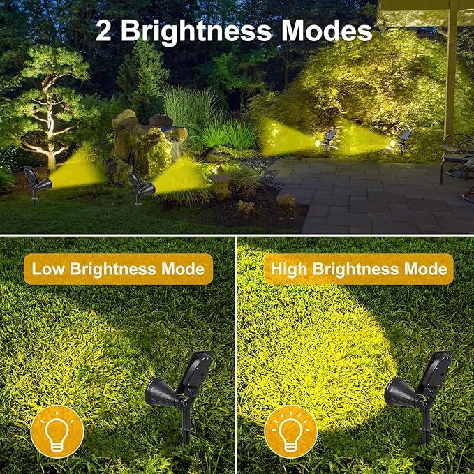 T-SUN Solar Spotlights, 7 LED Solar Lights Outdoor Waterproof, Auto ON/Off Adjustable Solar Garden Pond Lights for Tree, Patio, Yard, Garden, Driveway, Stairs, Pool Area (Yellow- 4 Pack)