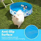 SLOOSH Foldable Dog Kiddie Pool - Portable Hard Plastic Kids Baby Doggie Swimming Pool, Anti-Slip Thick PVC Collapsible Pets Cats Whelping Box Puppy Bathtub (32" x 8")