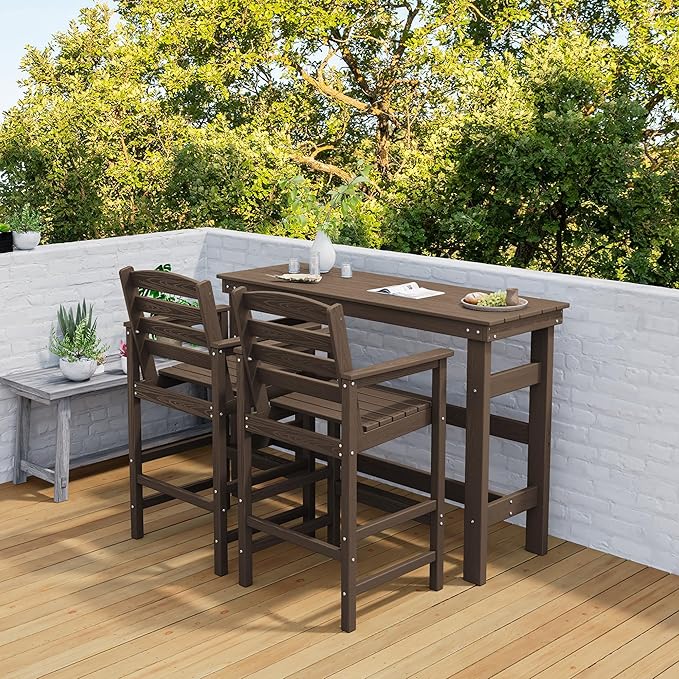SERWALL 41" Outdoor Bar Table, HDPE Patio Bar Counter Height Table, All Weather Adirondack Outdoor Bar Height Table, Rectangle Patio Bar Table for Outside, Garden, Backyard, Balcony, Poolside, Coffee