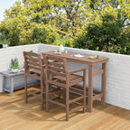 SERWALL Outdoor Bar Set with 9ft Umbrella, All-Weather HDPE Patio Bar Chairs and Table, Outdoor Furniture Set for Poolside, Backyard, Garden - Brown