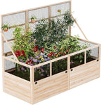 AMERLIFE Raised Garden Bed with Hinged Fencing and Trellis, 18 Inch Deepened Wood Planter Box, 2 PCS Flip-up Front Panel, Easy Assembly, Ideal for Seed Starting and Growing Vegetables & Fruits