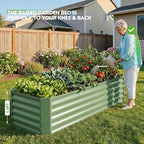 ZORMY 6×2×1.4ft Galvanized Raised Garden Bed Kit, Metal Planter Boxes Outdoor, High Raised Beds for Vegetables, Fruits, and Flowers - LotusGreen