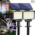Solar Spot Lights Outdoor Waterproof for Flag, Tree, House, Garden, Yard, 3 Brightness Modes Solar Powered Landscape Spotlights 2 Pack Cool White