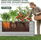 8x4x3 ft Tall Galvanized Raised Garden Bed with Self-Watering System, Elevated Planter Boxes Outdoor with Mesh Cover, Rectangular Deep Raised Beds for Gardening,Vegetables,Flower, Backyard, Patio