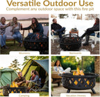 sunnydaze crossweave 36" large outdoor fire pit, wood, package contents