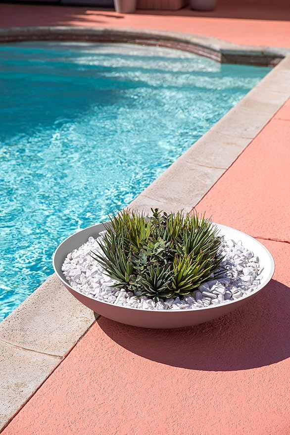 Veradek Mason Series Lane Bowl Planter| for Indoor or Outdoor Tabletops/Gardens |Made from Plastic-Stone Composite with Drainage Holes|Modern Décor for Flowers, Succulents, Small Plants