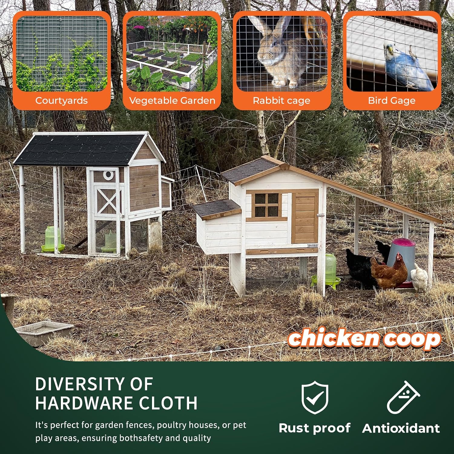1/2'' 24'' X 50' Hardware Cloth, Chicken Wire Fencing Double Layer Hot Dip | Galvanized Wire Mesh Fence Chicken Rabbit Snake Cage Wire Fence Mesh Roll, for Chicken Coops, Fencing, Garden Protection