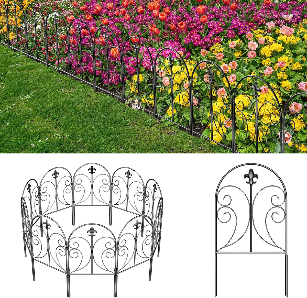 decorative garden fence 19 pack, 24in(h) x 20ft(l), main product view