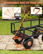 garveelife heavy duty steel garden cart, 500 lbs, side view