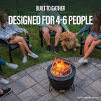 tiki patio 25-inch smokeless outdoor wood burning fire, front angle view