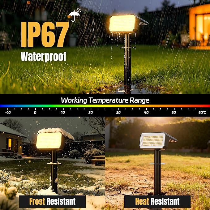 Solar Spot Lights Outdoor, [10 pack/118 LED] 4 Modes Auto On/Off Solar Landscape Spotlights, Ip67 Waterproof Solor Powered Pathway Lights for Outside Yard Garden Walkway Tree Patio (Warm White)