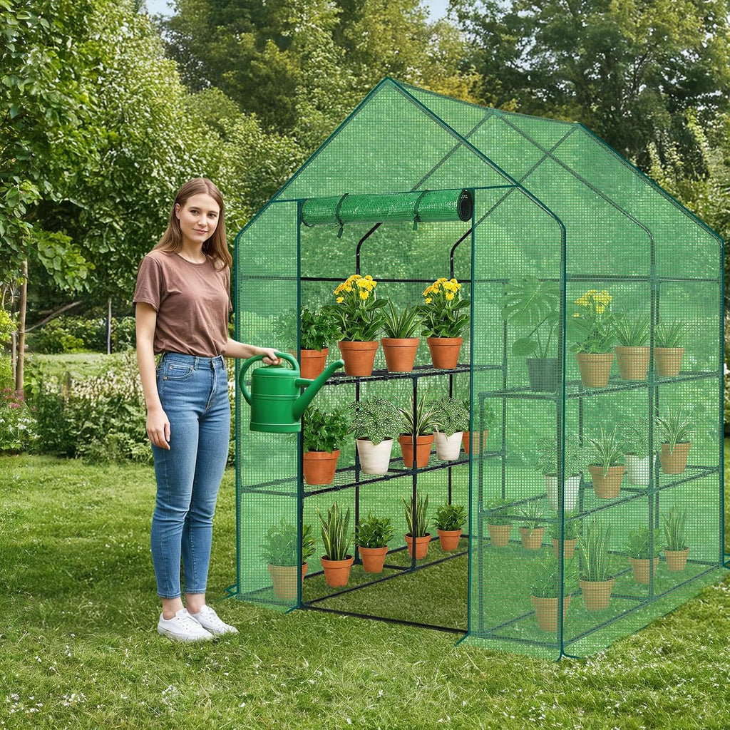 outvita walk-in greenhouse, 3 tiers 8 shelves, durable, main product view